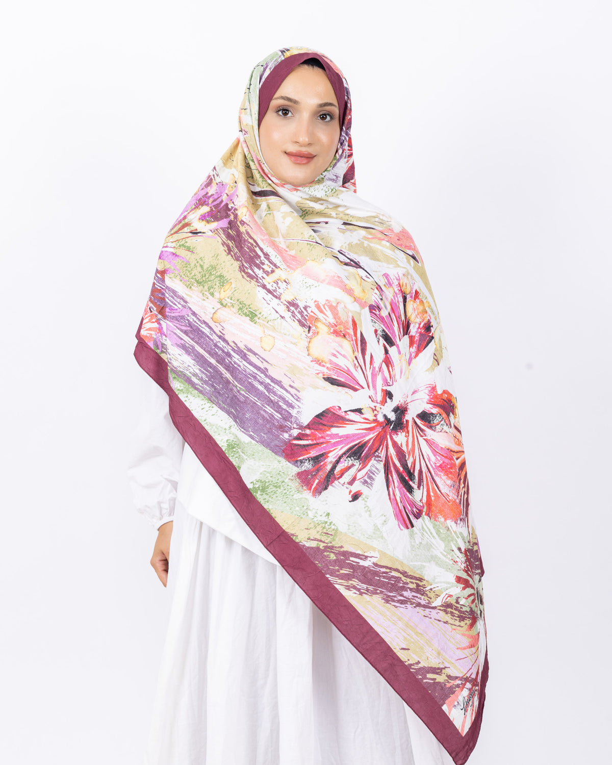 Mikro Bambu Kraş Şal D020 Bordo