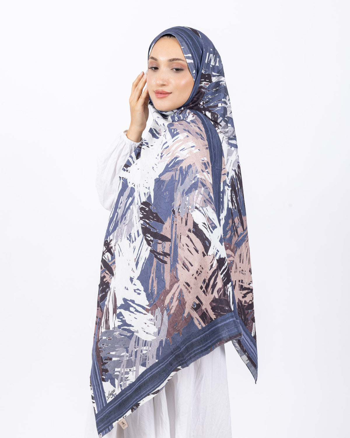 Mikro Bambu Kraş Şal D023 Lacivert
