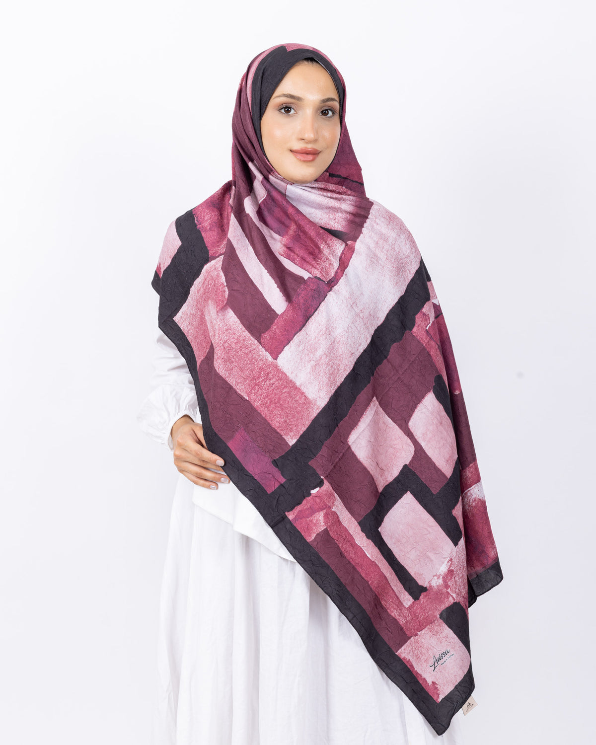 Mikro Bambu Kraş Şal D026 Siyah-Gül Kurusu