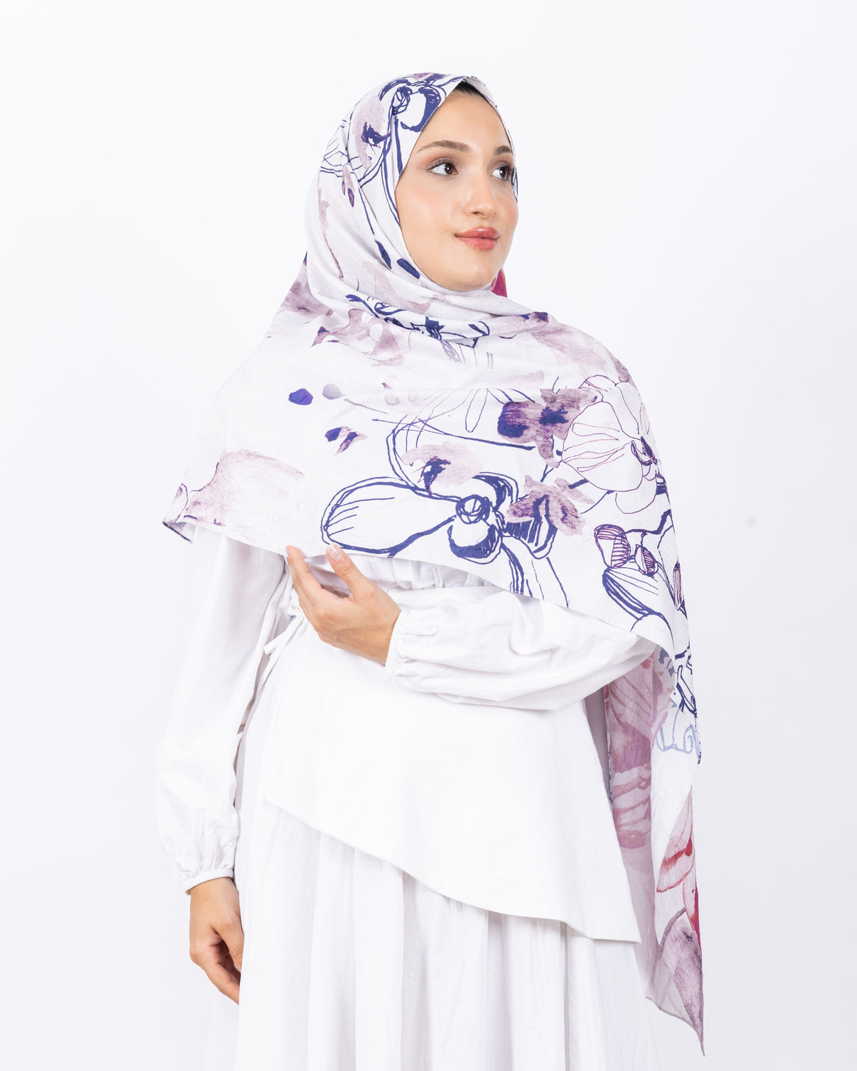 Mikro Bambu Kraş Şal D031 Lacivert-Fuşya
