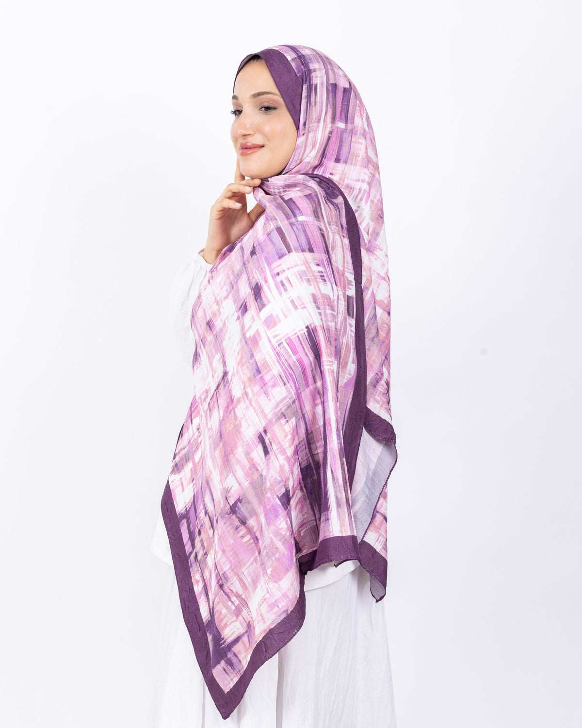 Mikro Bambu Kraş Şal D028 Mürdüm-Fuşya