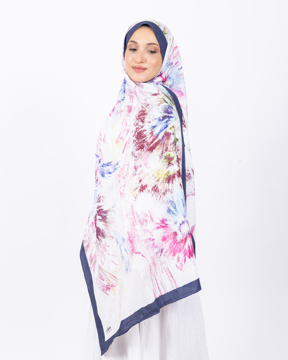 Mikro Bambu Kraş Şal D027 Lacivert