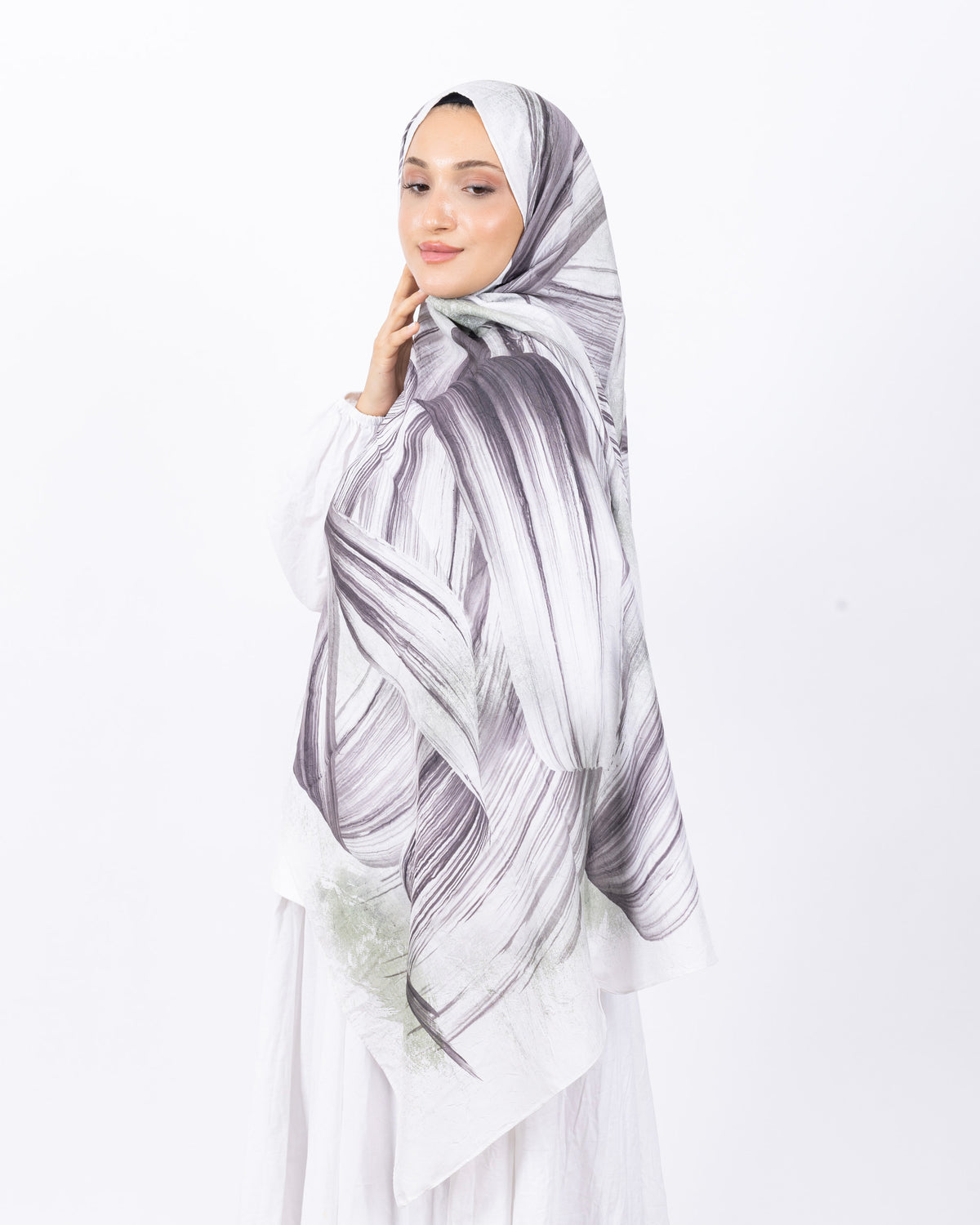 Mikro Bambu Kraş Şal D035 Kahve Yeşil