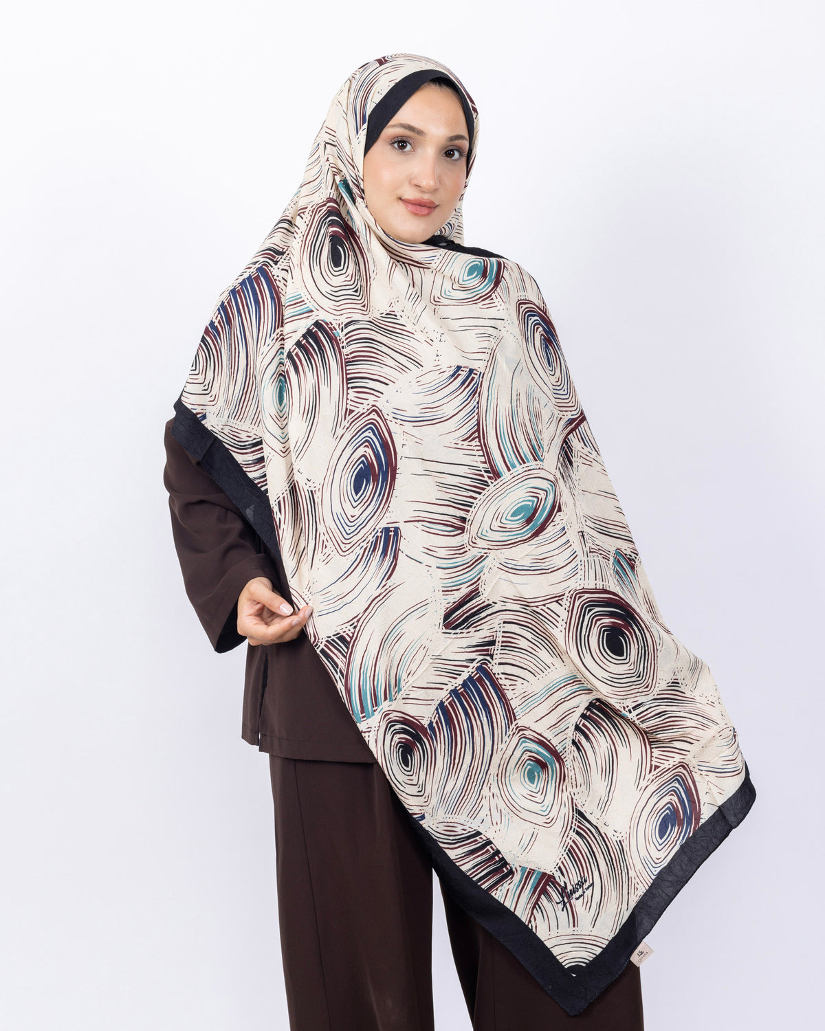 Mikro Bambu Kraş Şal D022 Siyah-Bej