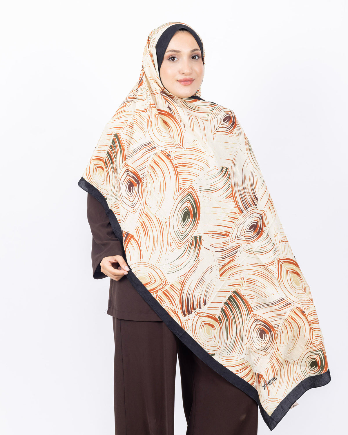 Mikro Bambu Kraş Şal D022 Siyah-Kiremit