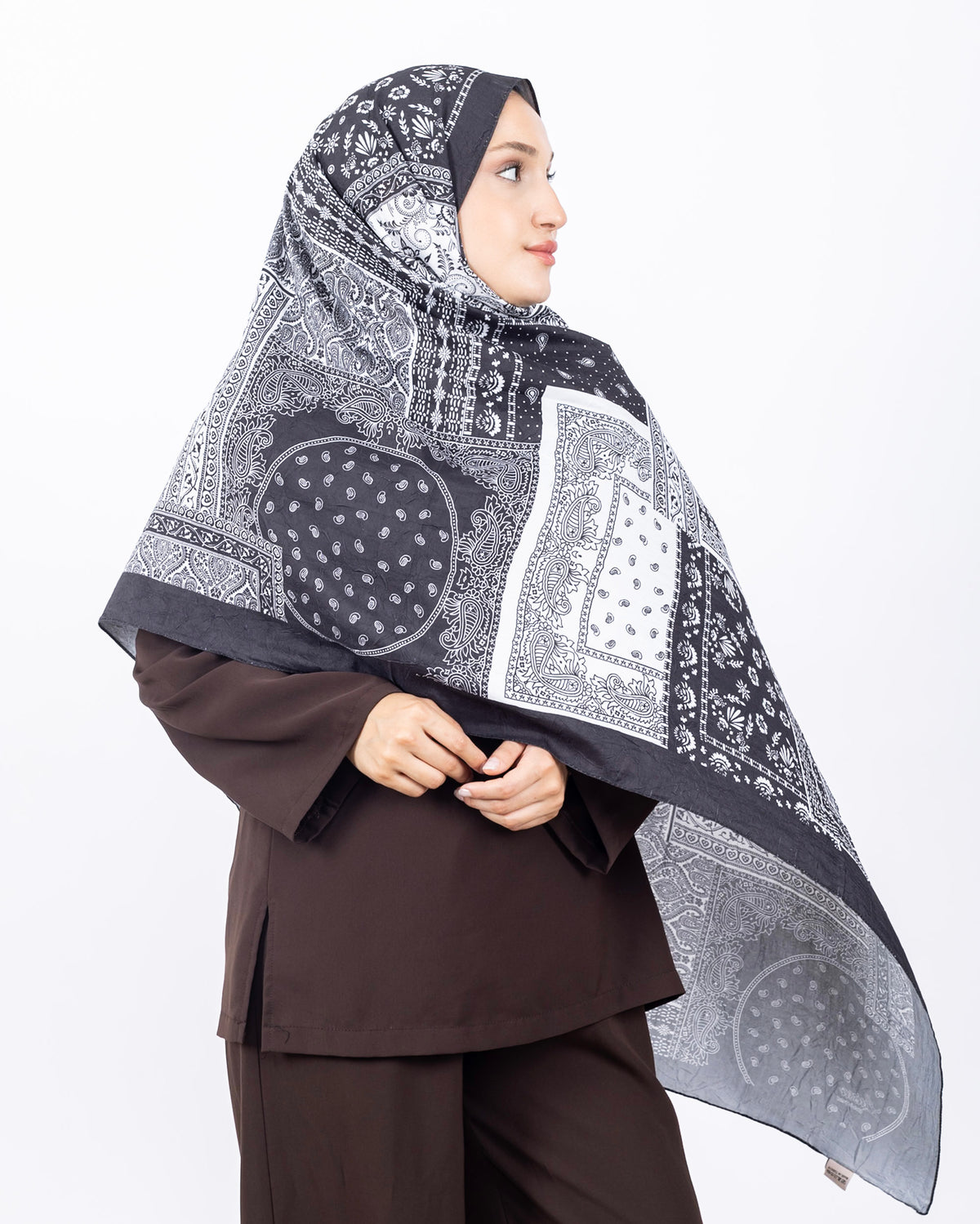 Mikro Bambu Kraş Şal D034 Siyah
