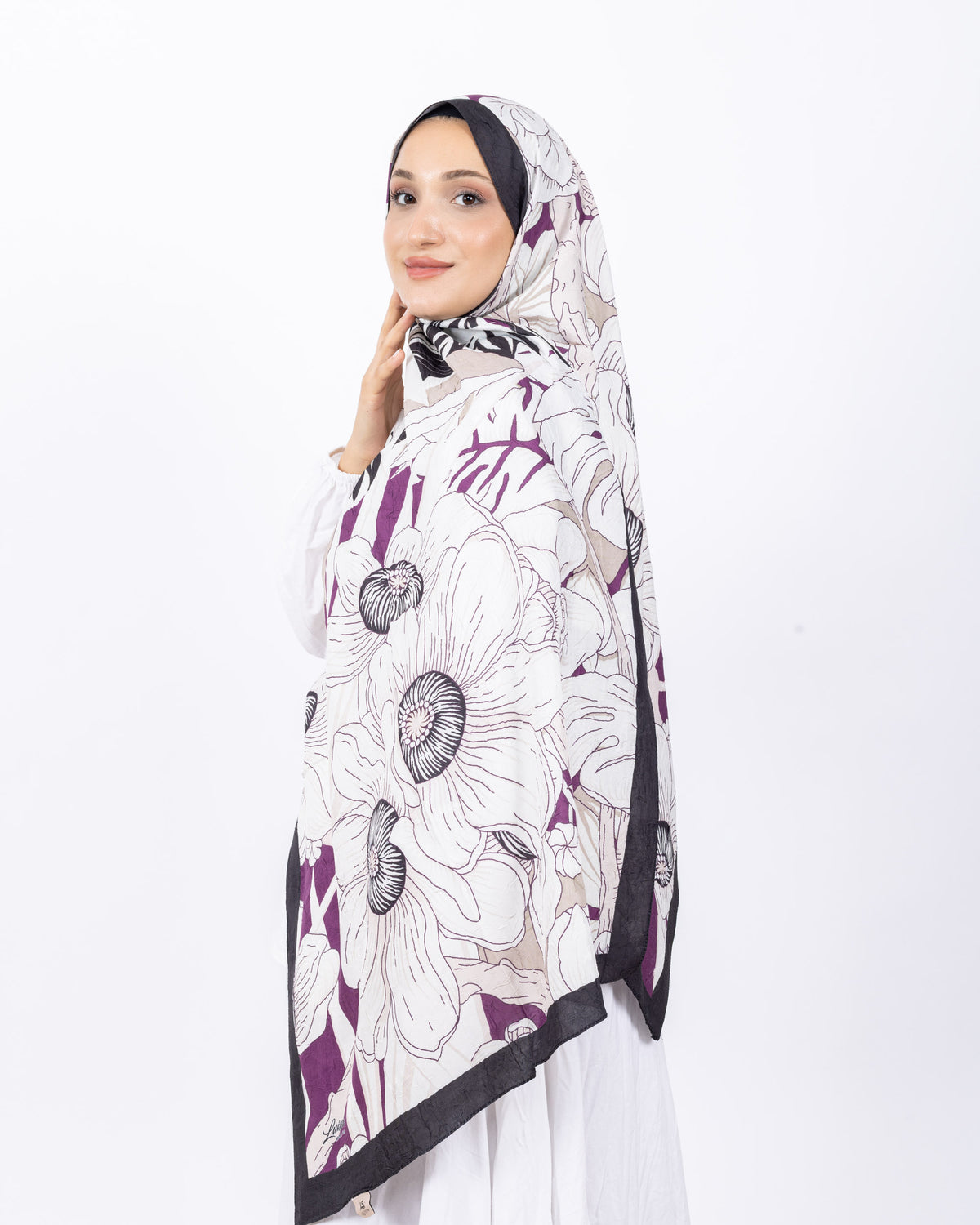 Mikro Bambu Kraş Şal D024 Siyah-Fuşya