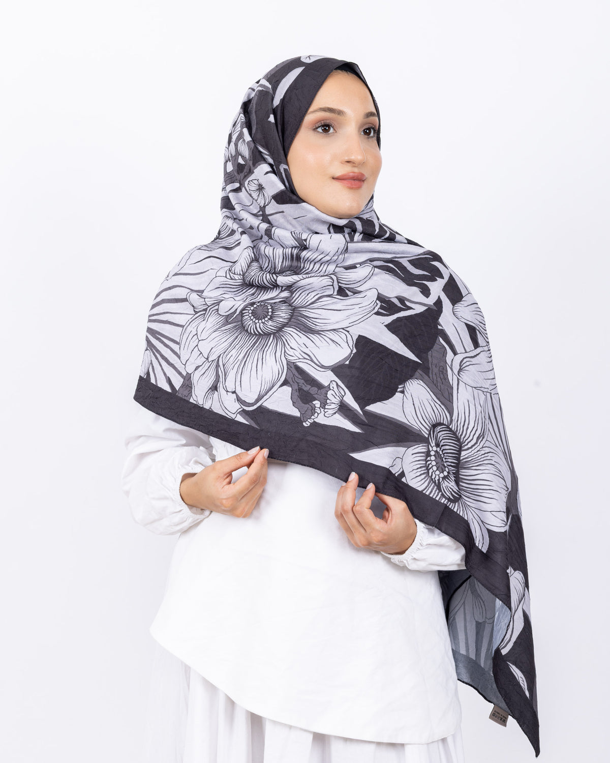 Mikro Bambu Kraş Şal D024 Siyah-Gri