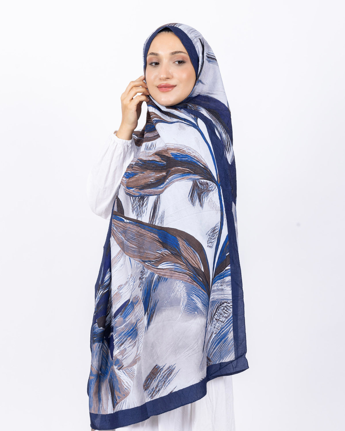 Mikro Bambu Kraş Şal D033 Lacivert