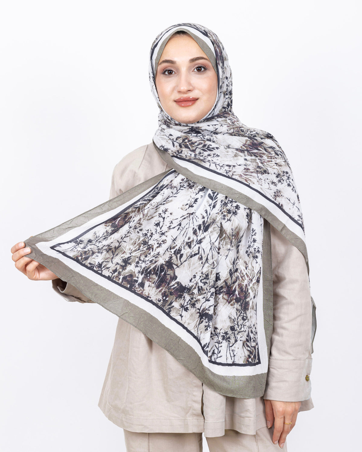 Soft Bambu Kraş Şal D037 Haki Yeşili
