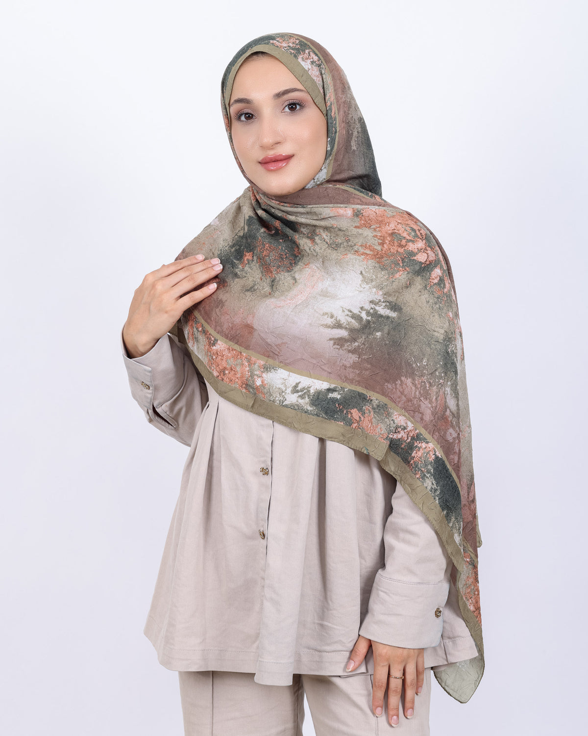 Soft Bambu Kraş Şal D038 Zeytin Yeşili