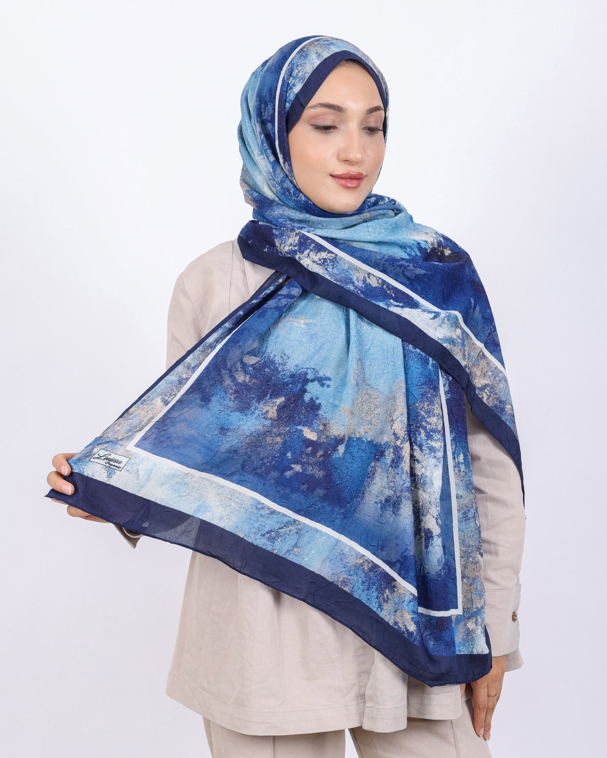 Soft Bambu Kraş Şal D038 Lacivert