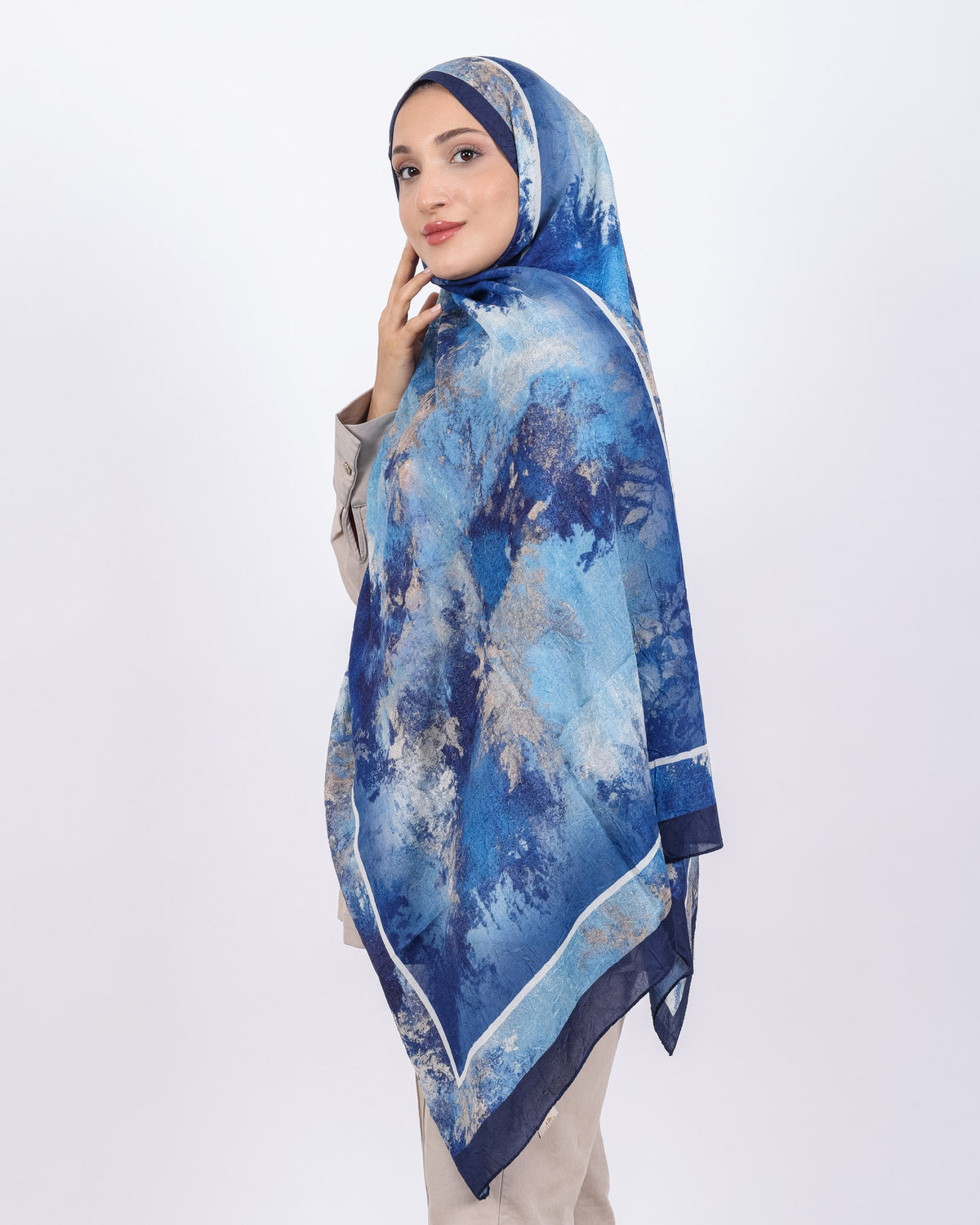 Soft Bambu Kraş Şal D038 Lacivert
