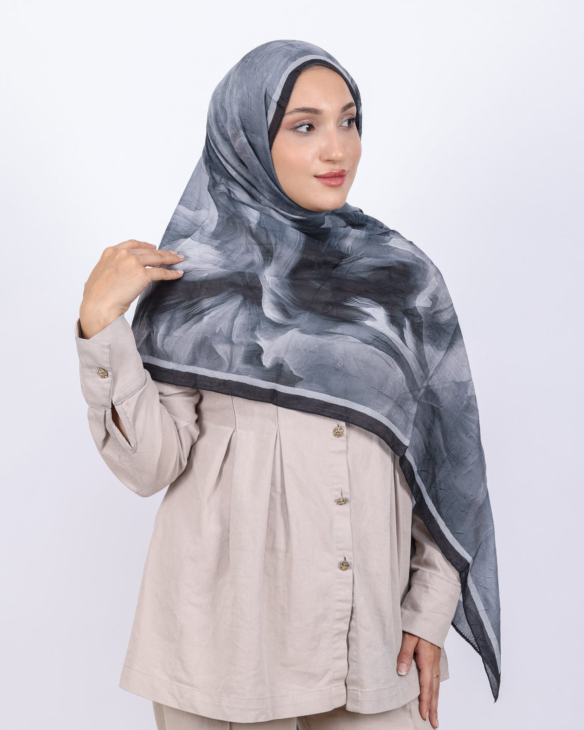 Soft Bambu Kraş Şal D039 Siyah-Gri