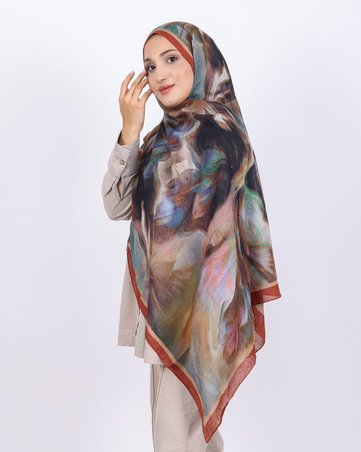 Soft Bambu Kraş Şal D039 Kiremit