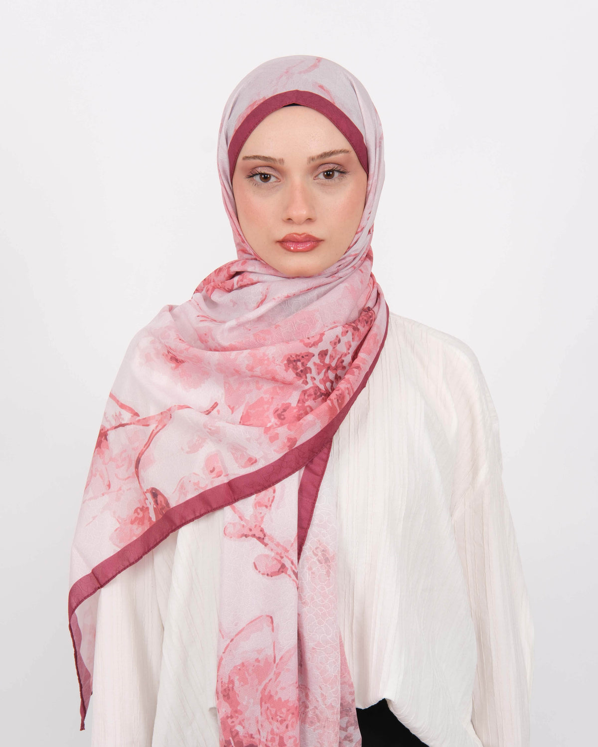 Pamuk Jakar Şal D073 Bordo-Pembe