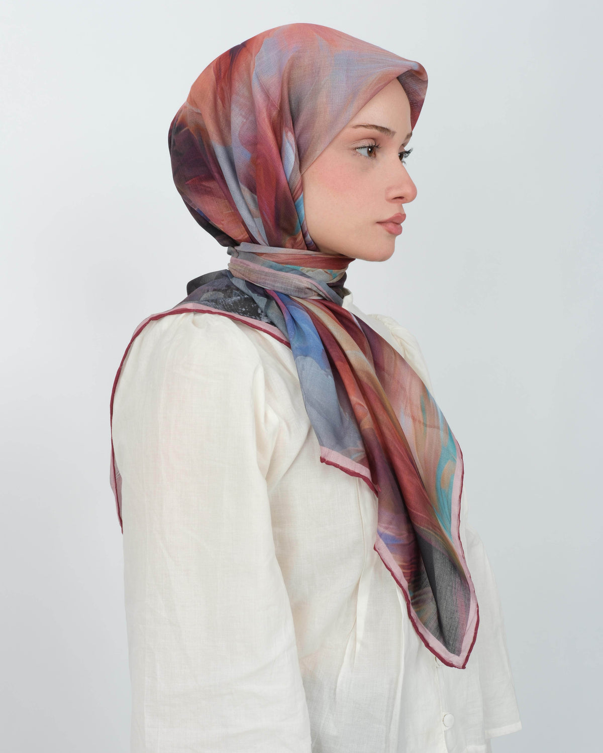Organik Soft Eşarp D088 Bordo-Pembe