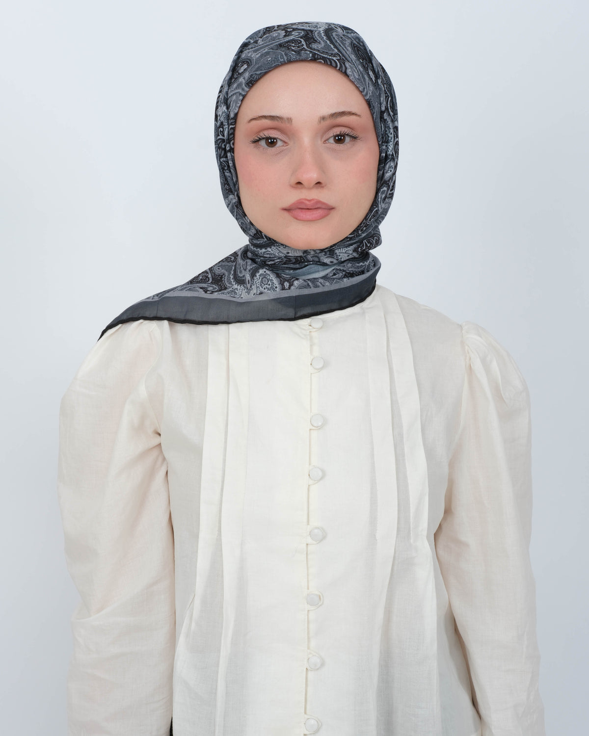 Organik Soft Eşarp D086 Siyah-Gri