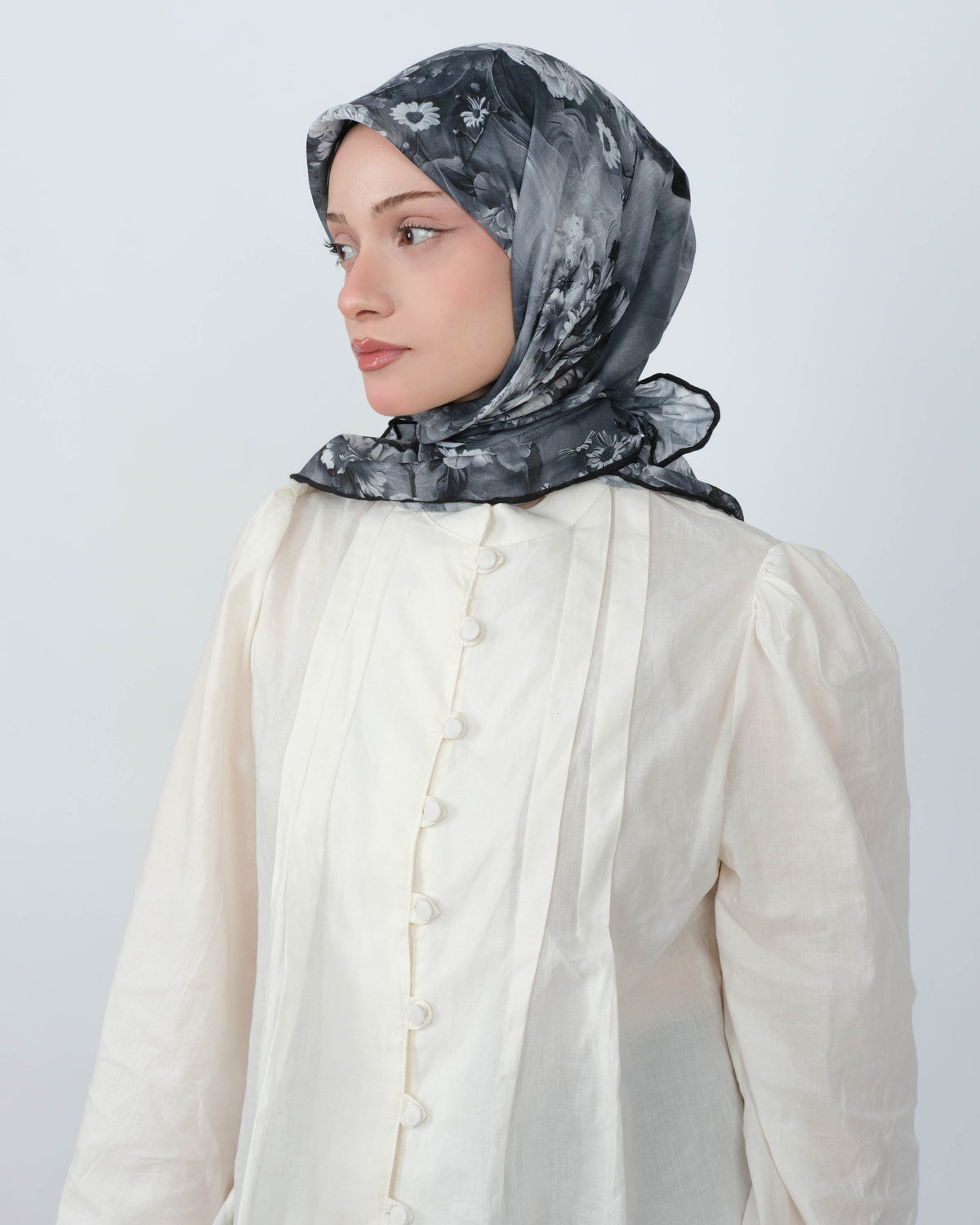 Organik Soft Eşarp D093 Siyah-Gri