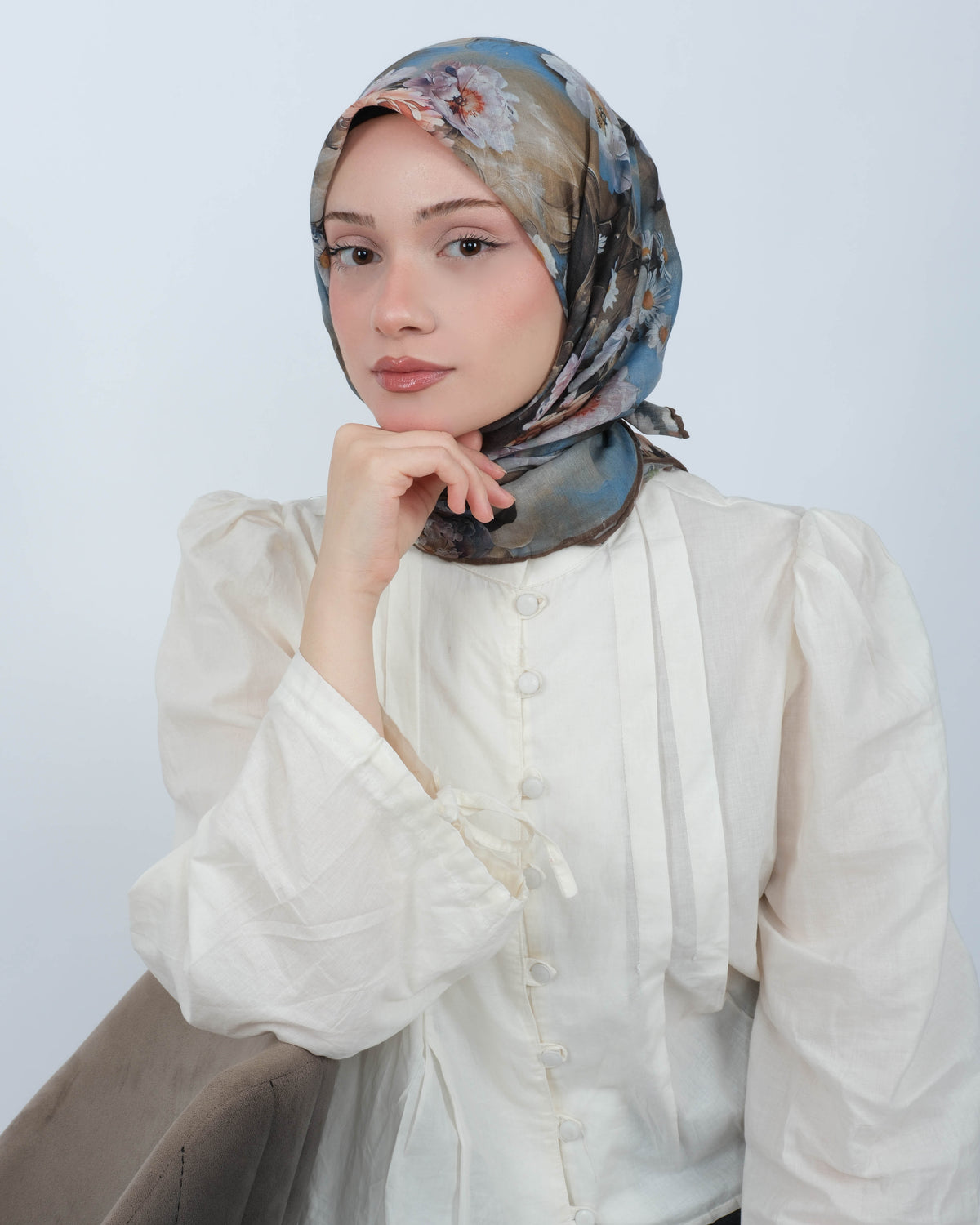 Organik Soft Eşarp D093 Camel-Mavi