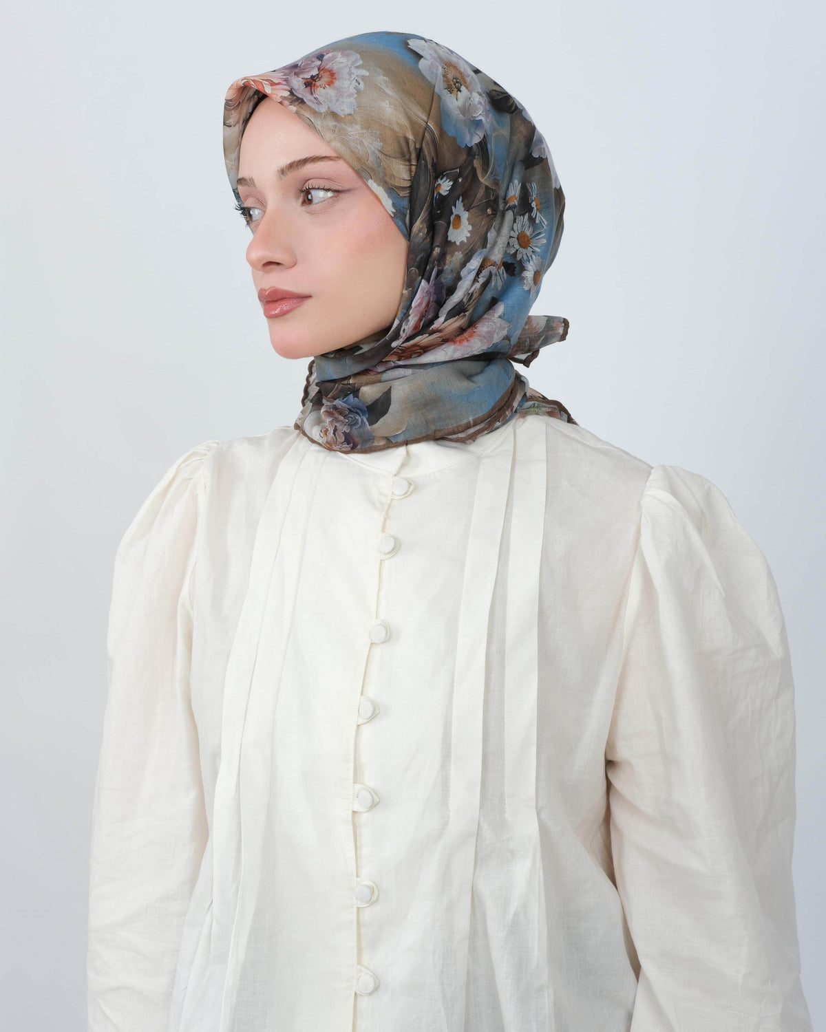 Organik Soft Eşarp D093 Camel-Mavi