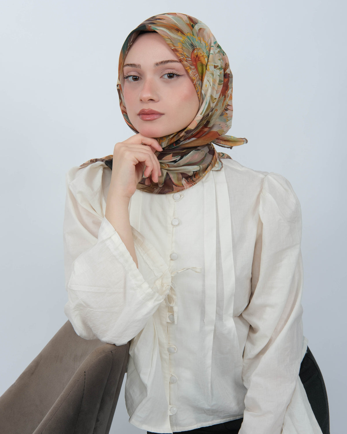Organik Soft Eşarp D094 Vizon-Krem