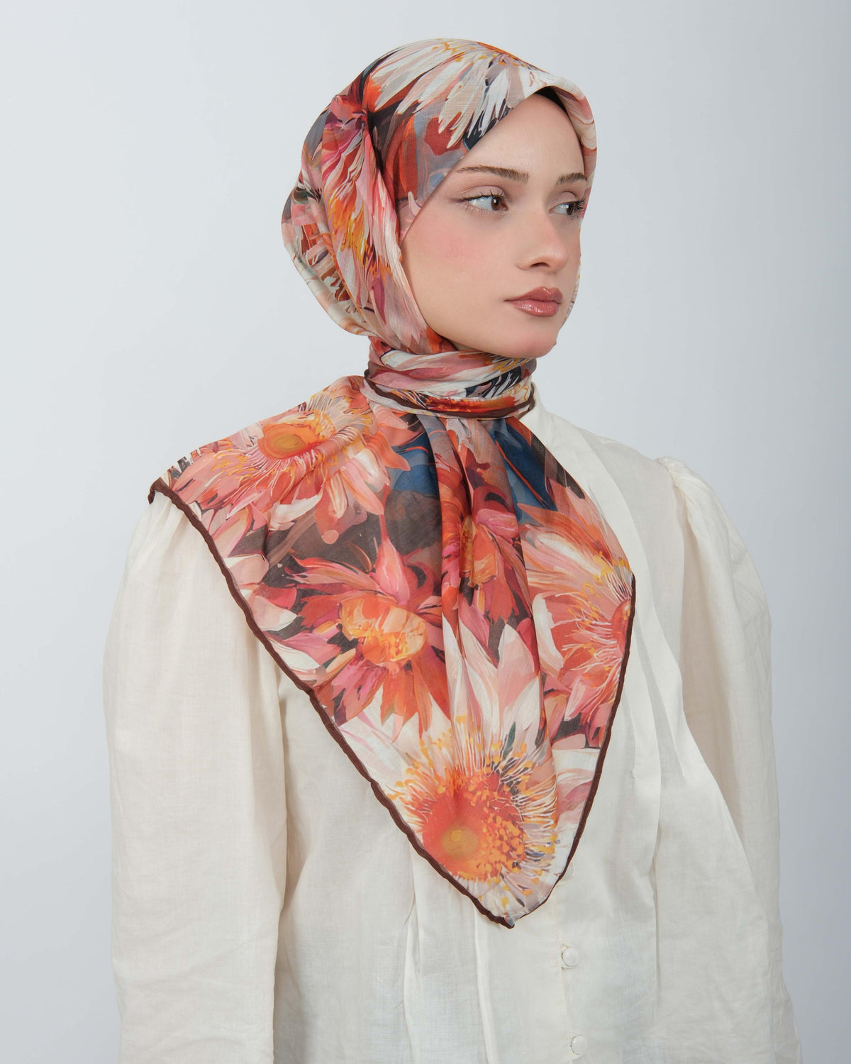 Organik Soft Eşarp D094 Kahve-Kiremit