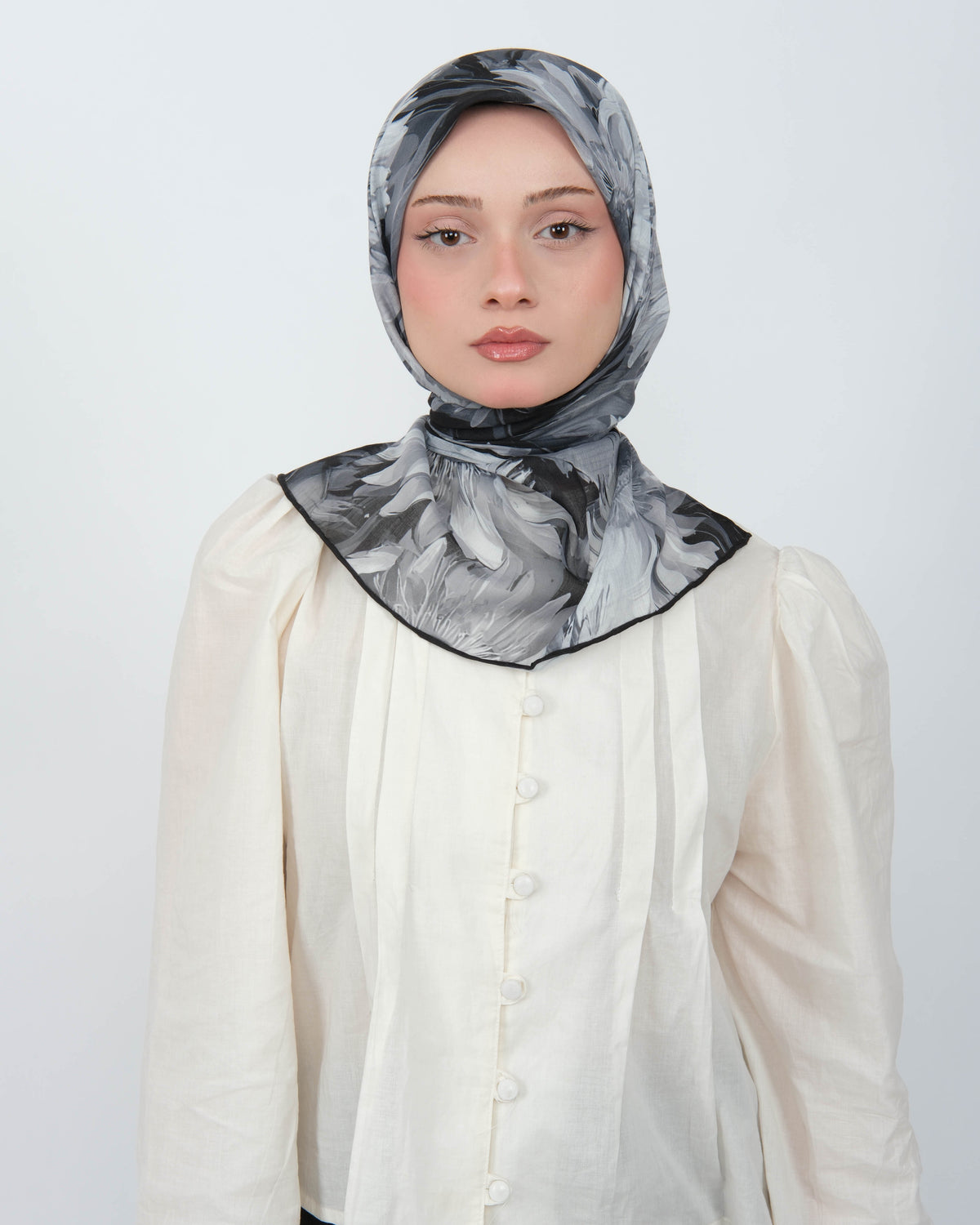 Organik Soft Eşarp D094 Siyah-Gri