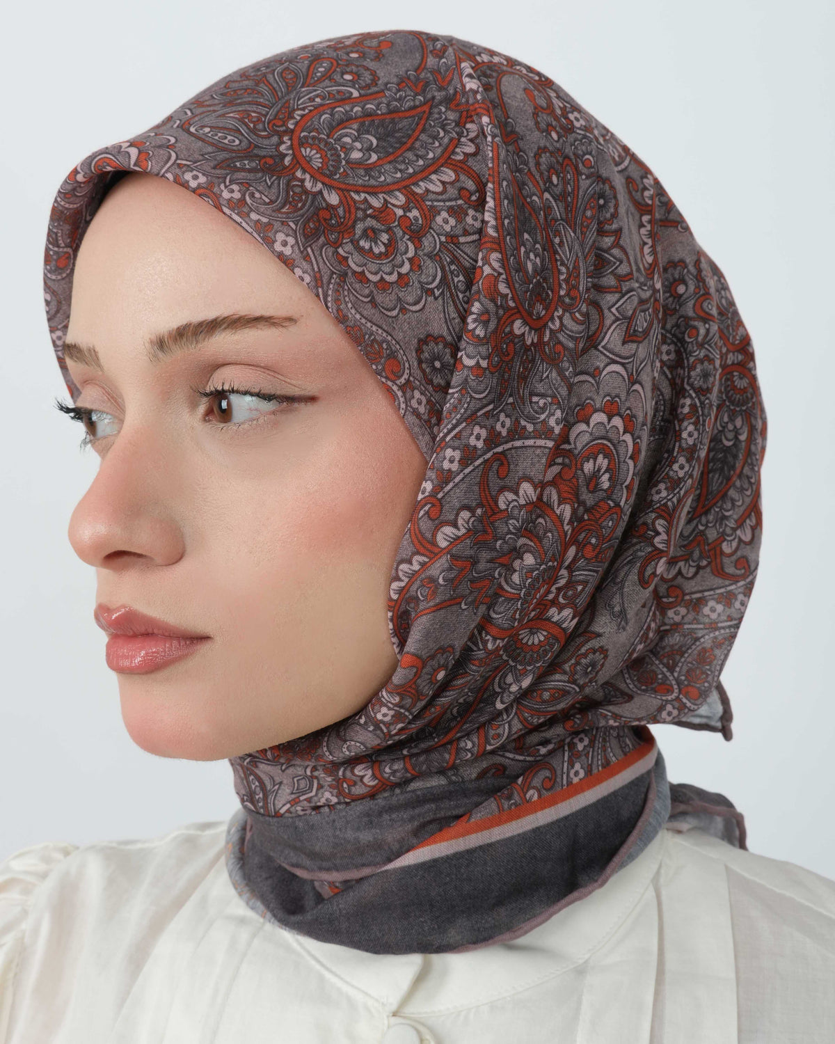 Organik Soft Eşarp D095 Gri-Vizon