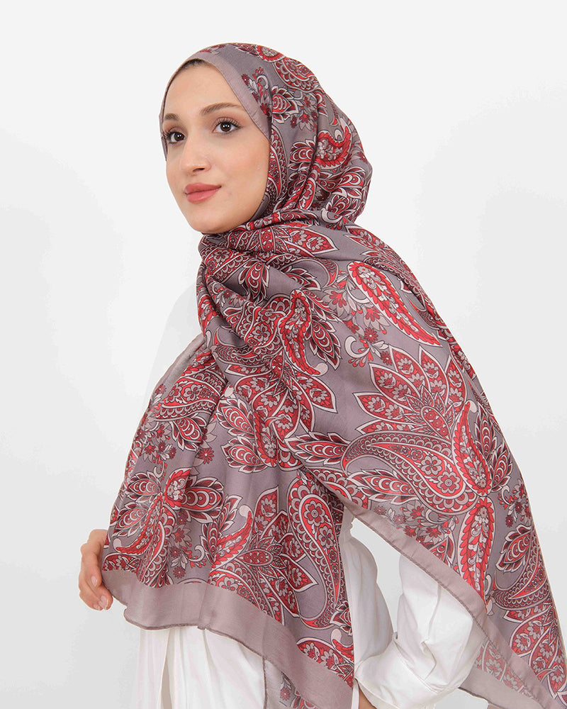 Soft Şal D057 Vizon-Kırmızı