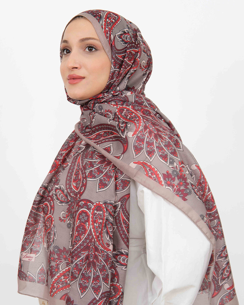 Soft Şal D057 Vizon-Bordo