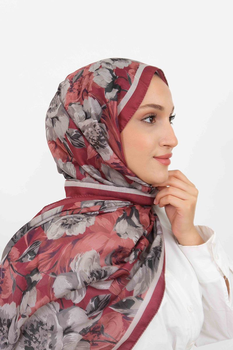 Soft Şal D061 Bordo-Gri