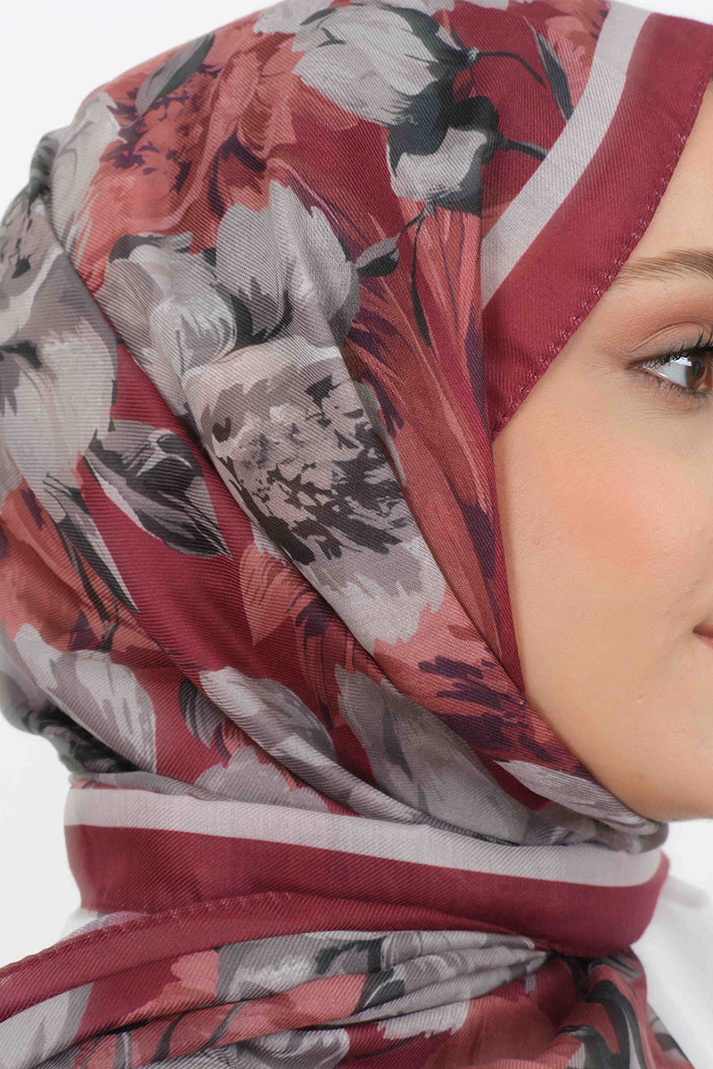 Soft Şal D061 Bordo-Gri