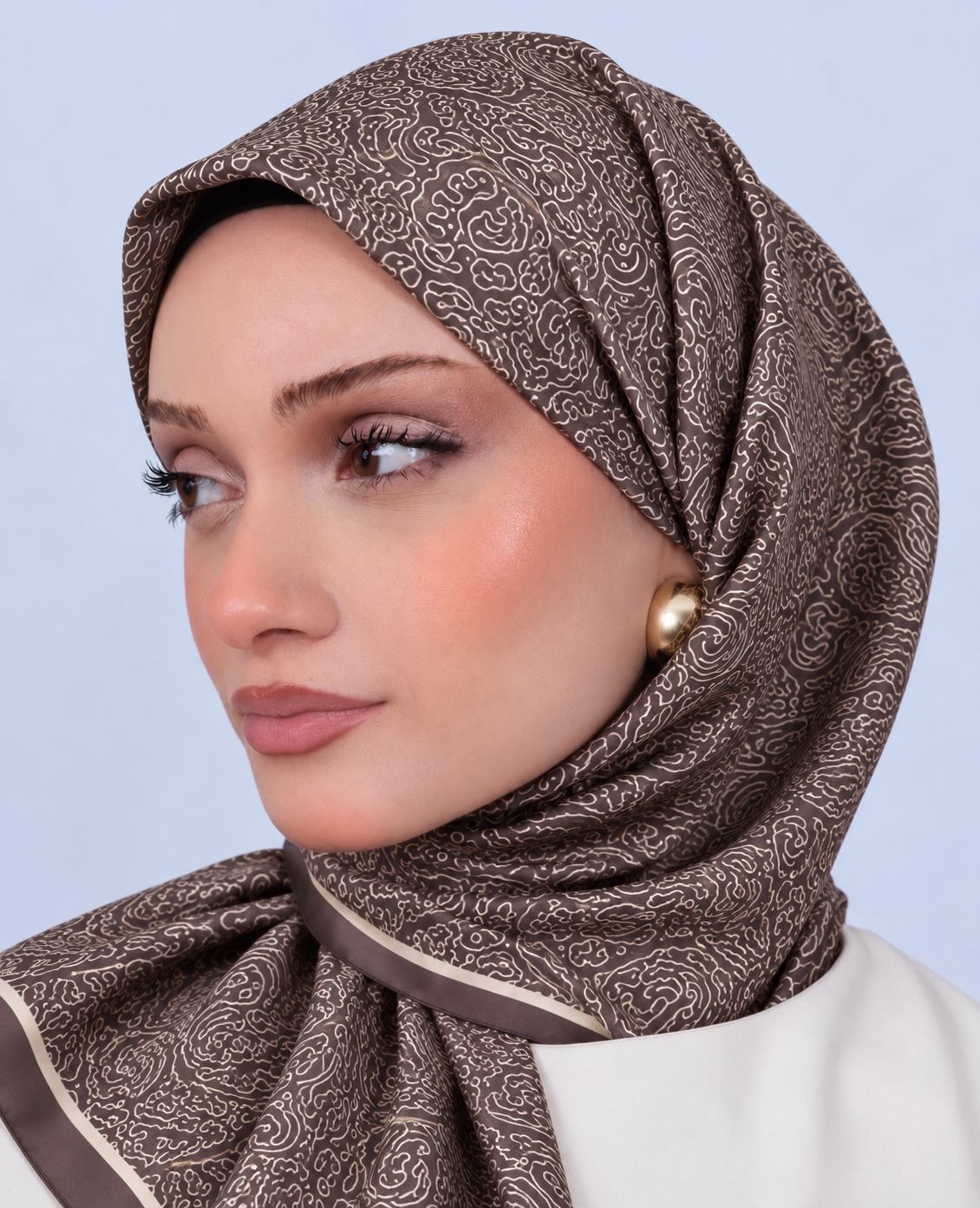 Vual İpek Eşarp D114 Açık Kahve