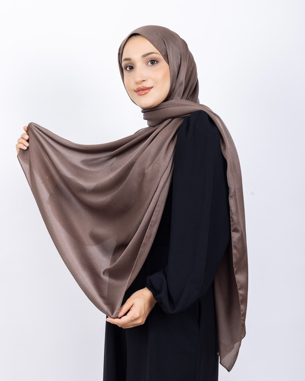Düz Kristal Şal D019 Kahverengi