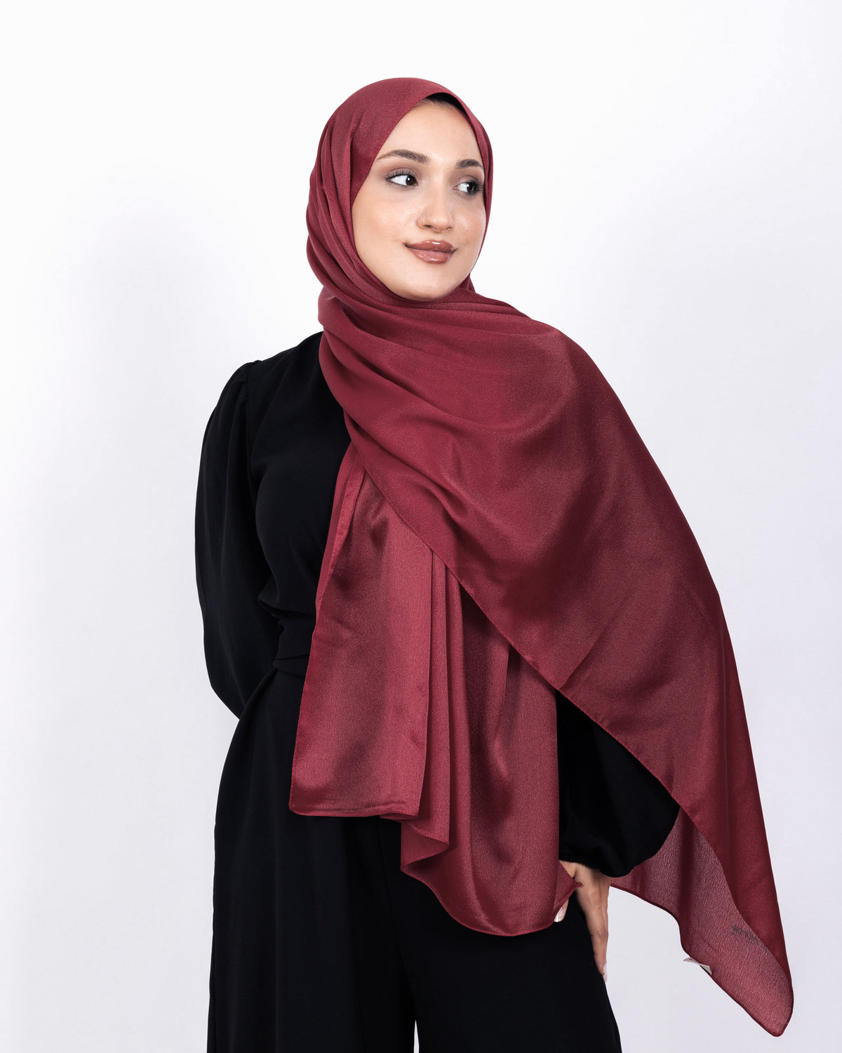 Düz Kristal Şal D019 Açık Bordo
