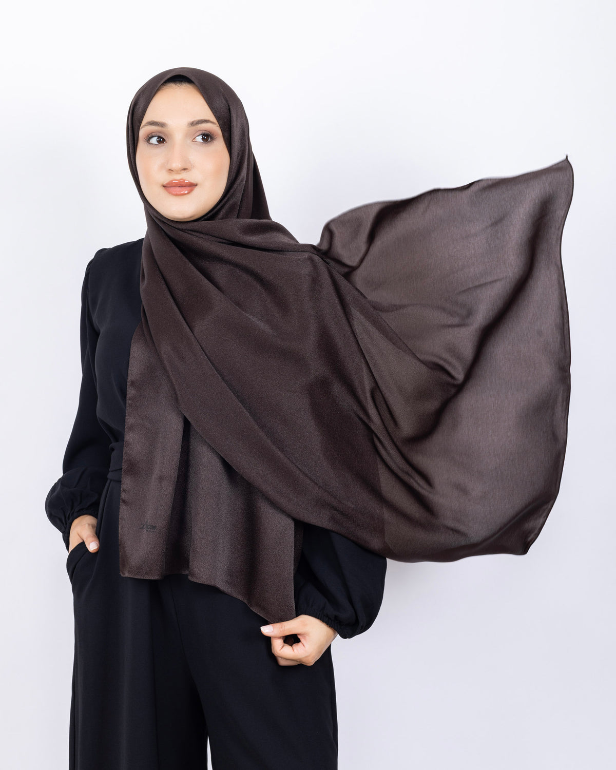 Düz Kristal Şal D019 Acı Kahve