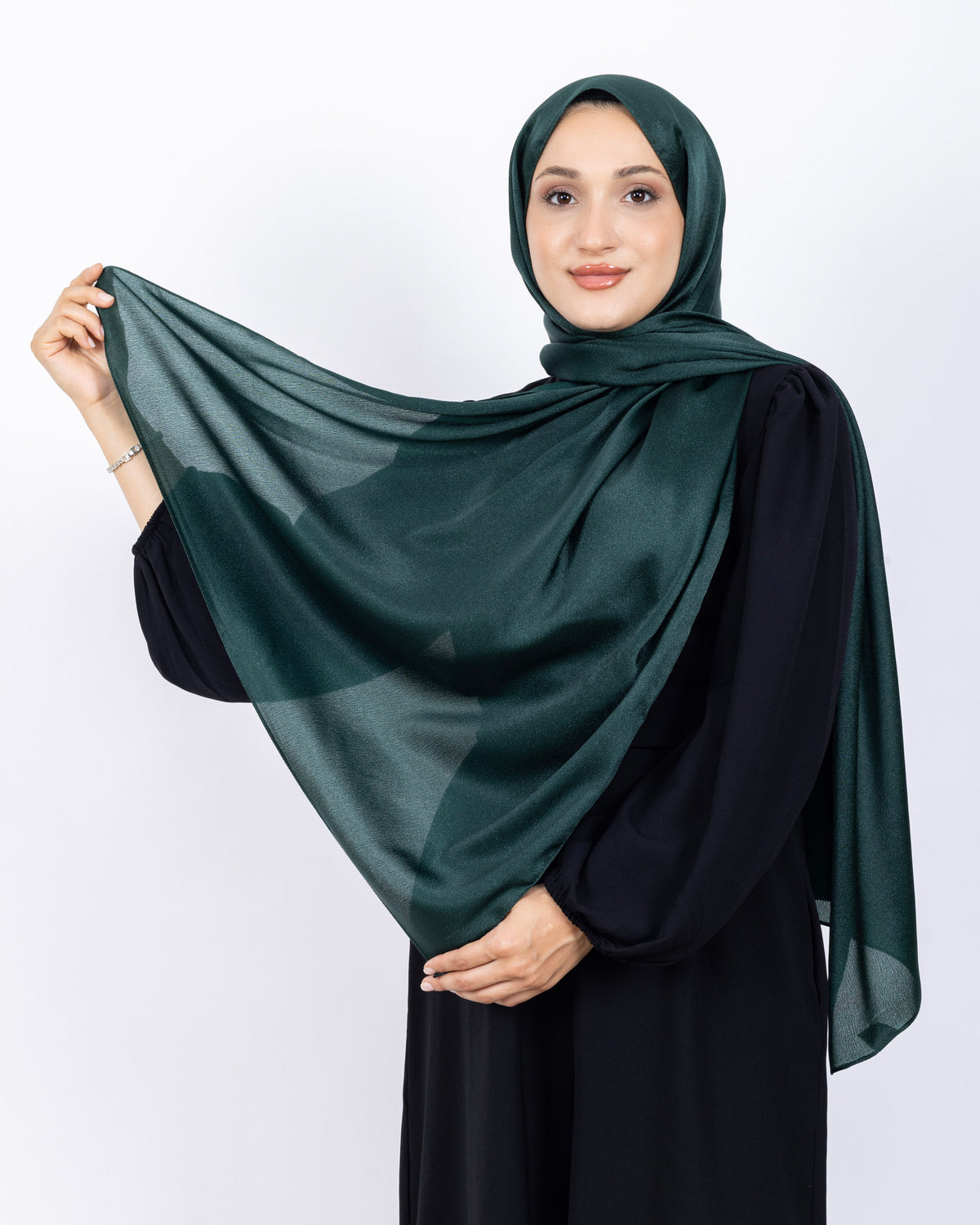 Düz Kristal Şal D019 Zümrüt Yeşili