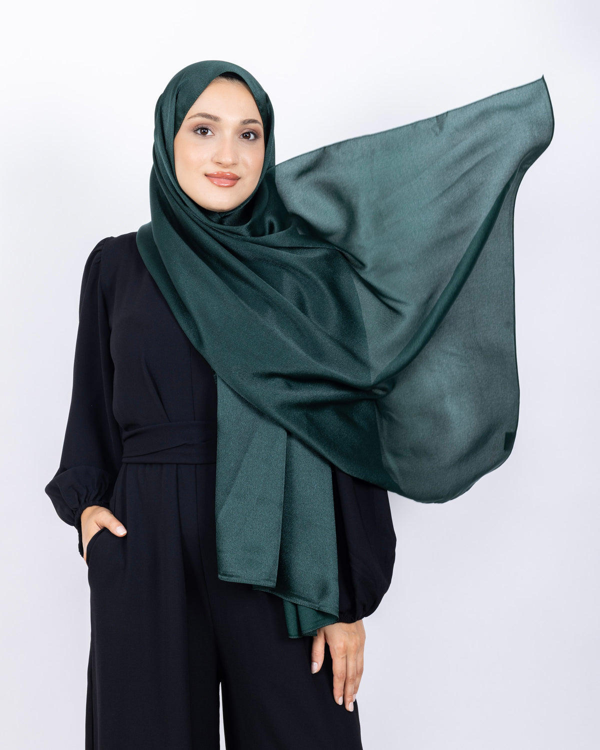 Düz Kristal Şal D019 Zümrüt Yeşili