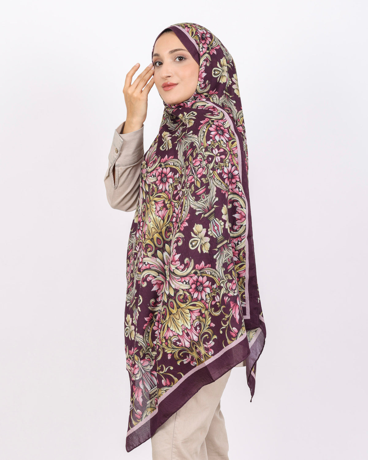 Soft Bambu Kraş Şal D040 Mürdüm
