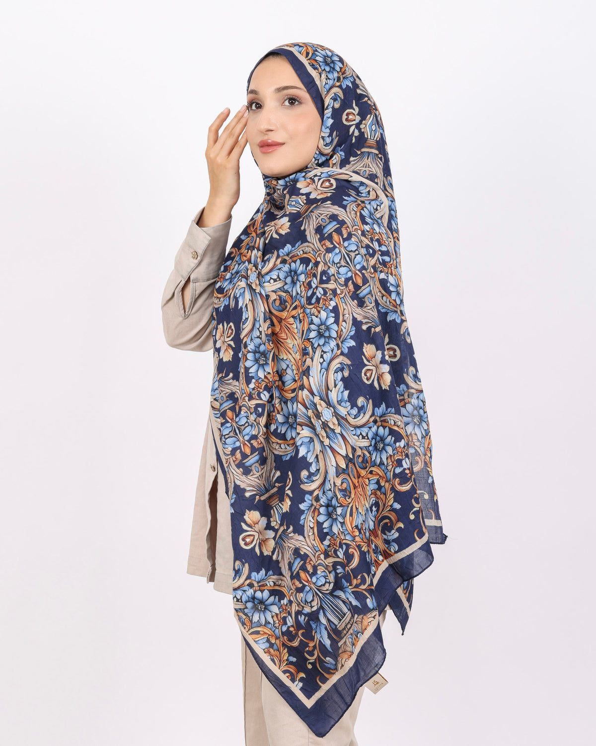 Soft Bambu Kraş Şal D040 Lacivert