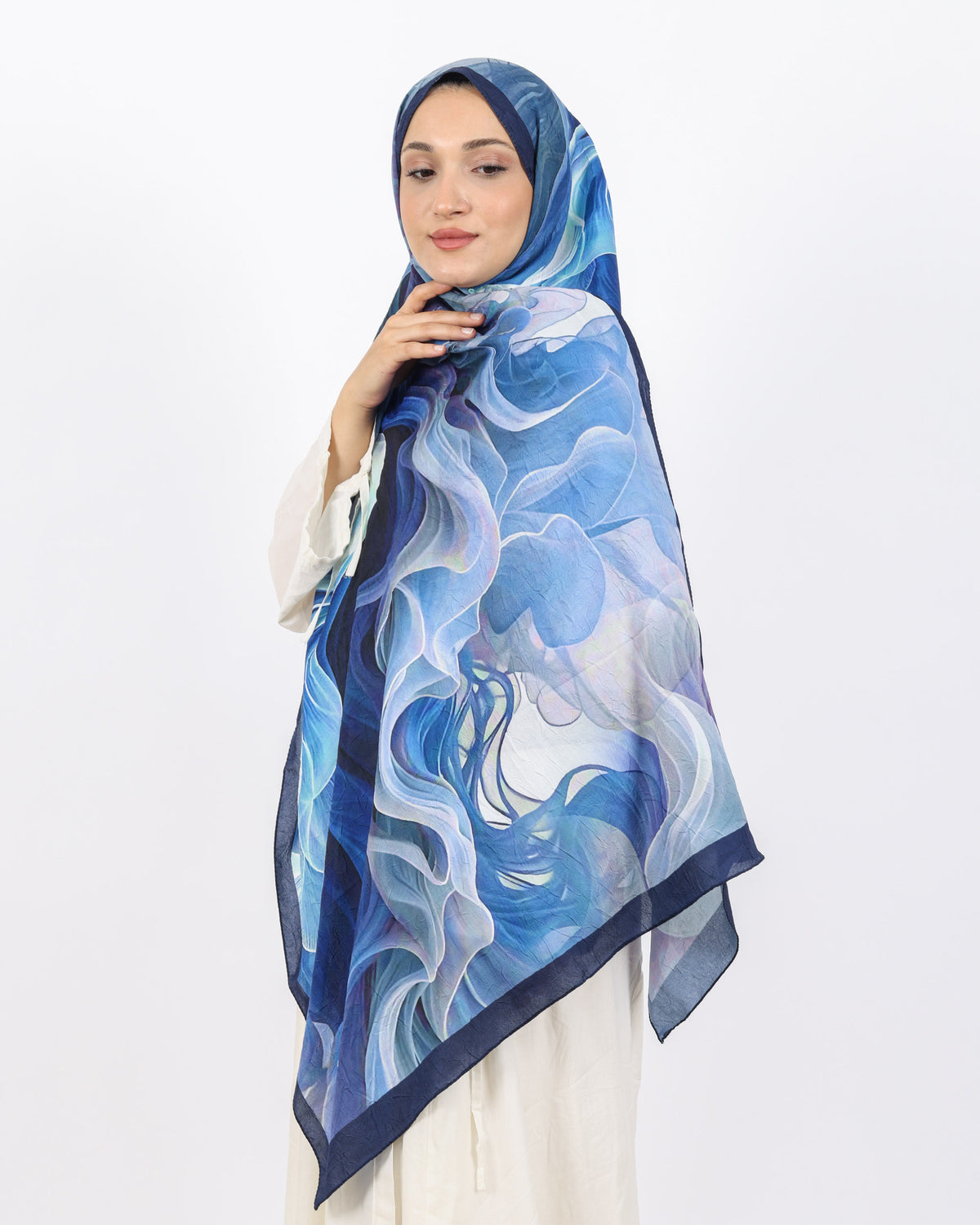 Soft Bambu Kraş Şal D052 Lacivert