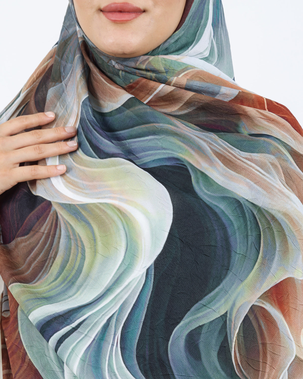 Soft Bambu Kraş Şal D052 Kahve-Yeşil