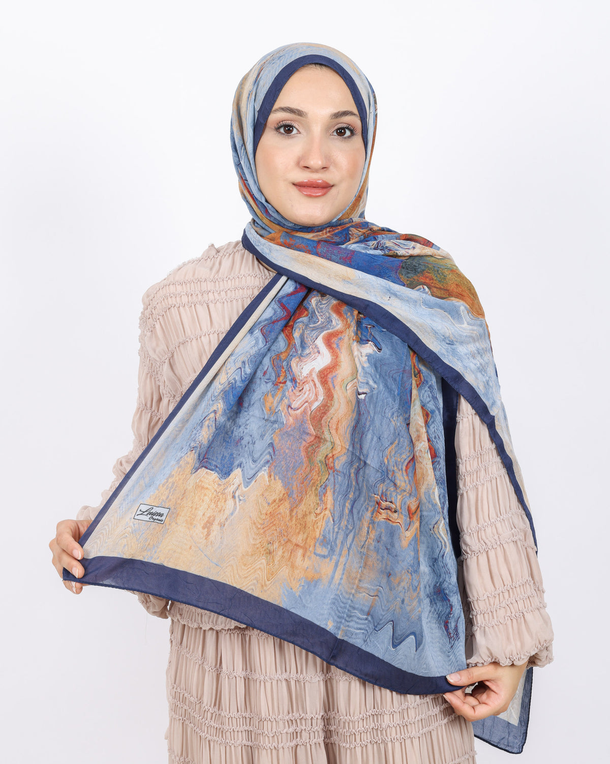 Soft Bambu Kraş Şal D045 Lacivert