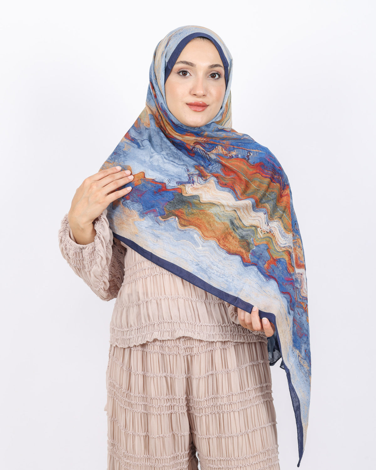 Soft Bambu Kraş Şal D045 Lacivert