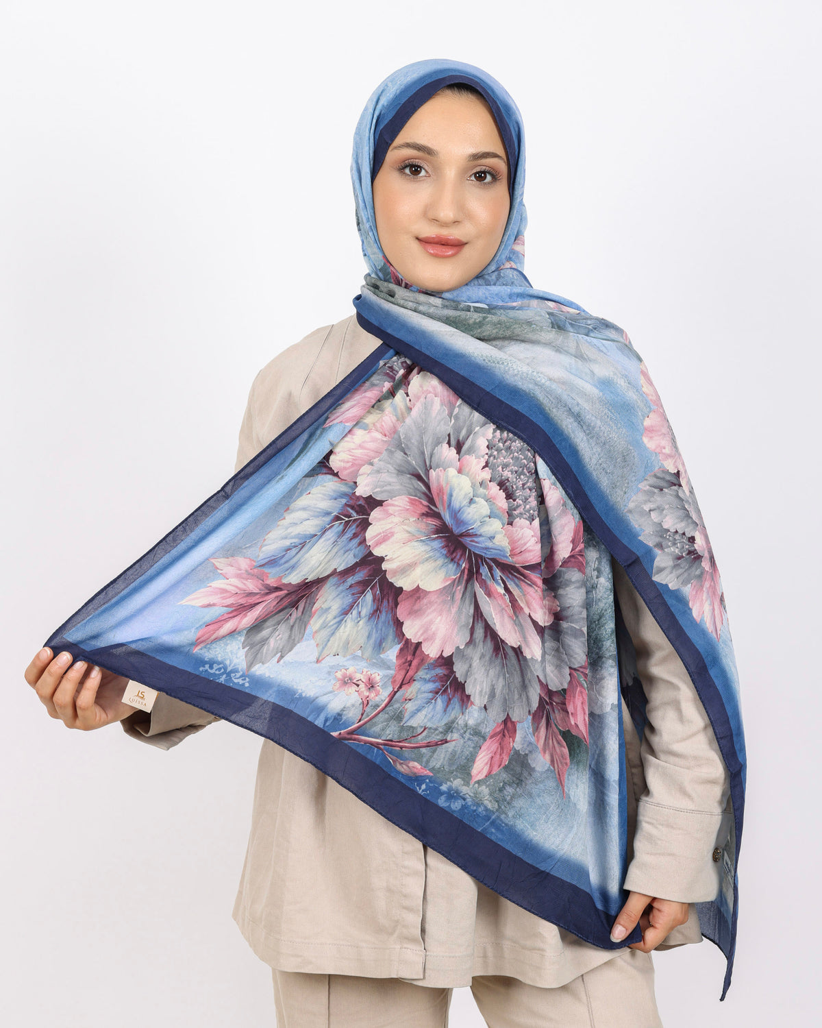 Soft Bambu Kraş Şal D041 Lacivert