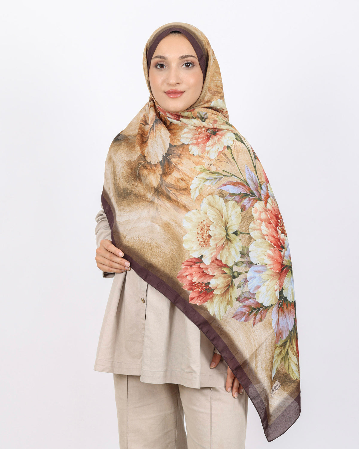 Soft Bambu Kraş Şal D041 Kahverengi