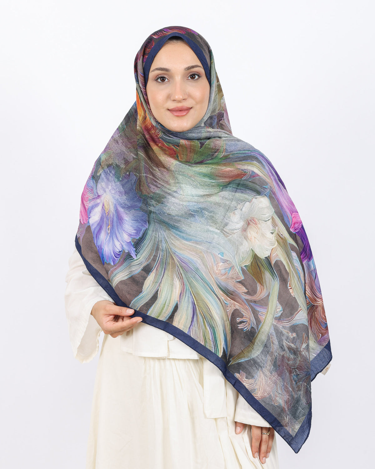 Soft Bambu Kraş Şal D055 Lacivert