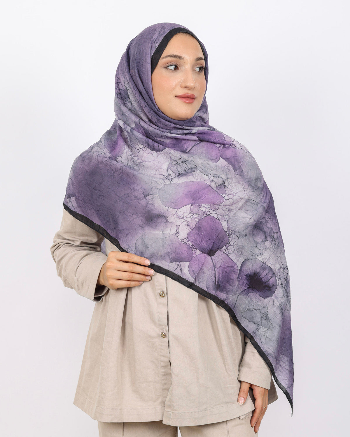 Soft Bambu Kraş Şal D043 Siyah-Mor
