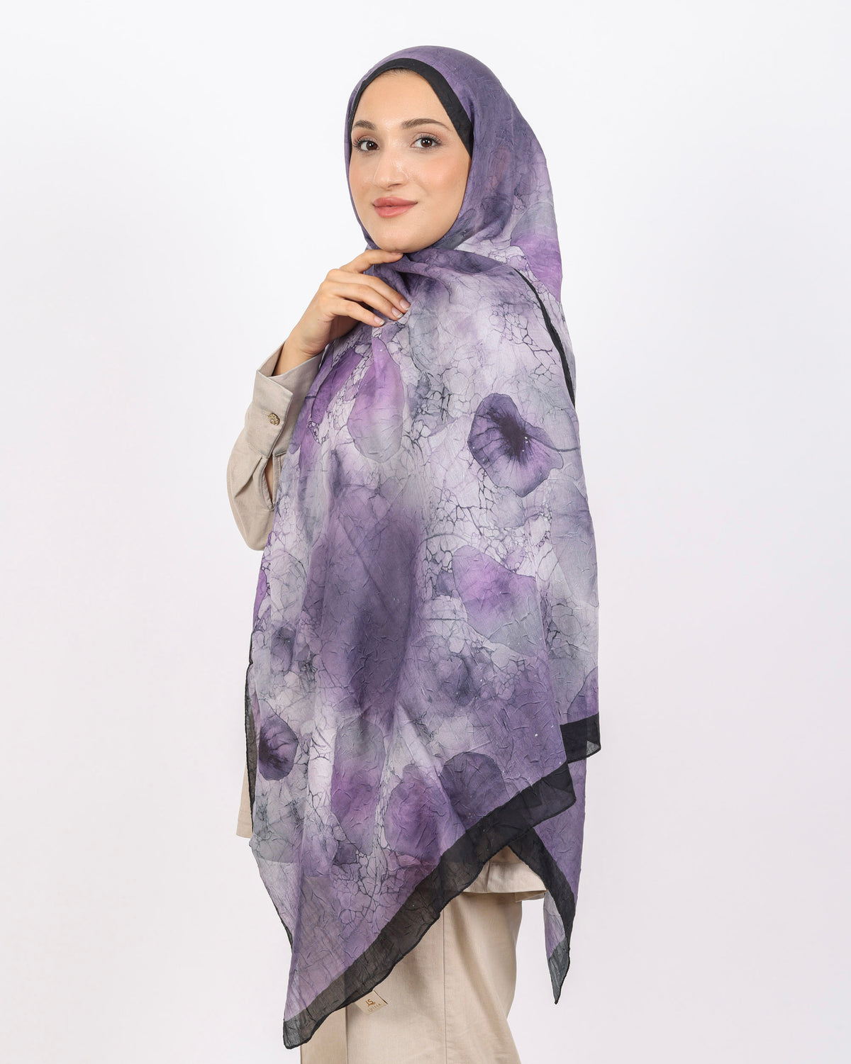 Soft Bambu Kraş Şal D043 Siyah-Mor
